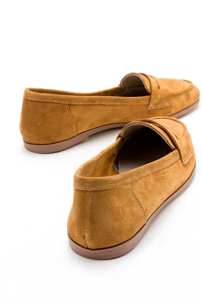 LuviShoes F02 Dámske horčicové semišové balerínky