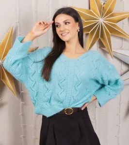 Gemre Mäkký mätový sveter s dlhým rukávom Rianne