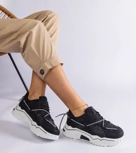 Gemre Čierne dámske tenisky s brokátom Agar
