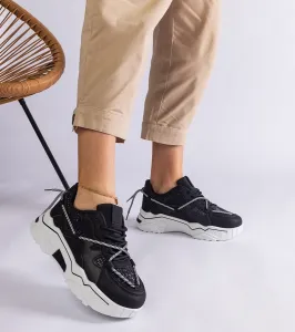 Gemre Čierne dámske tenisky s brokátom Agar
