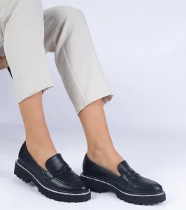 Gemre Dámske čierne mokasíny na hrubej podrážke Presto