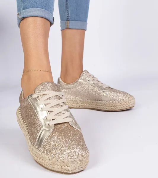 Gemre Zlaté dámske espadrilky zdobené brokátom Taredo
