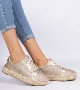 Gemre Zlaté dámske espadrilky zdobené brokátom Taredo