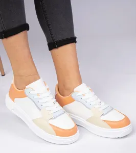 Gemre Bielo-oranžové športové tenisky z ekokože Lavilia