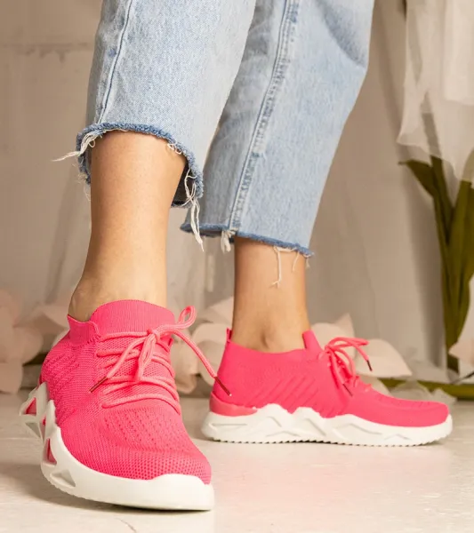 Gemre Ružové dámske tenisky s ponožkovým zvrškom Miyana