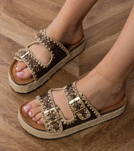 Gemre Hnedé trblietavé espadrilky s prackami Induri
