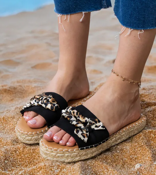 Gemre Čierne espadrilky s mašľou Kartis