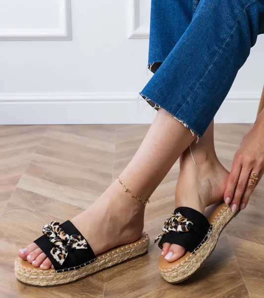 Gemre Čierne espadrilky s mašľou Kartis