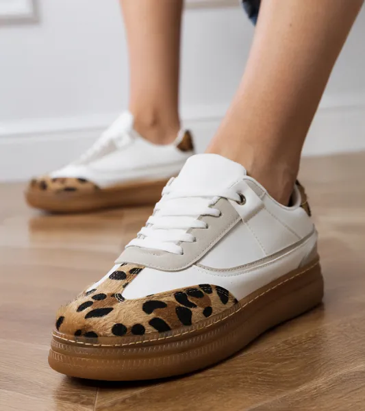 Gemre Biele tenisky s leopardím doplnkom Meril