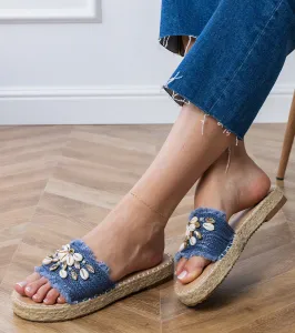 Gemre Modré pletené espadrilky s mušľami Morsa