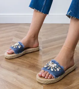 Gemre Modré pletené espadrilky s mušľami Morsa