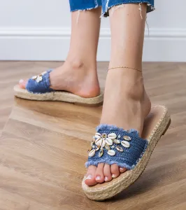 Gemre Modré pletené espadrilky s mušľami Morsa