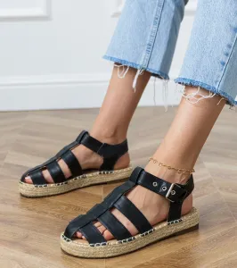 Gemre Čierne sandále espadrilky uzavreté Kleona