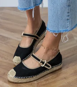 Gemre Čierne espadrilky s ozdobnou prackou Pilata
