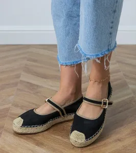 Gemre Čierne espadrilky s ozdobnou prackou Pilata