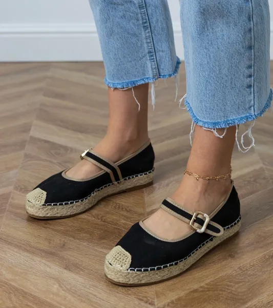 Gemre Čierne espadrilky s ozdobnou prackou Pilata
