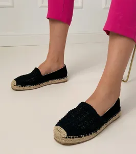 marka niezdefiniowana Čierne ažúrové espadrilky na platforme Plevis