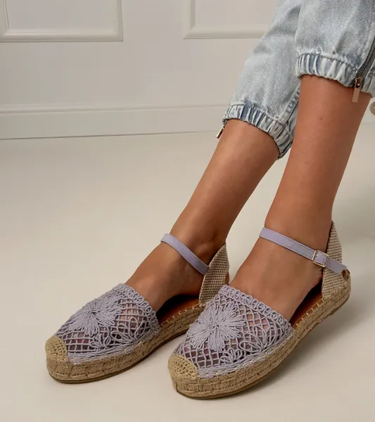 Gemre Fialové sandále espadrilky ažúrové Santos
