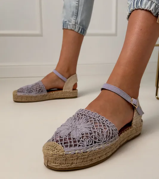 Gemre Fialové sandále espadrilky ažúrové Santos