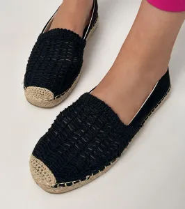 marka niezdefiniowana Čierne ažúrové espadrilky na platforme Plevis