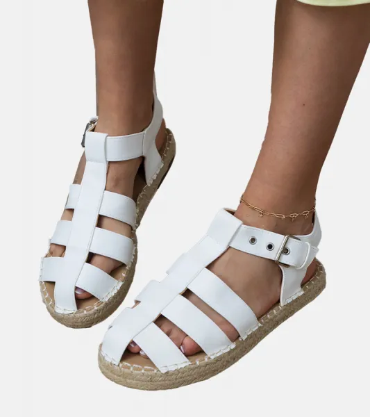 Gemre Biele sandále espadrilky uzavreté Kleona