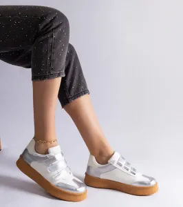 Gemre Strieborné tenisky na suchý zips Mena