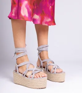 Gemre Sivé sandále espadrilky na vysokej platforme Narita