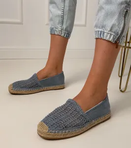 marka niezdefiniowana Modré dierkované espadrilky na platforme Plevis