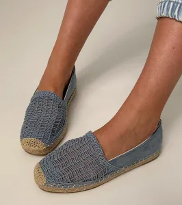 marka niezdefiniowana Modré dierkované espadrilky na platforme Plevis