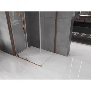 MEXEN/S - Velar L sprchovací kút, posuvné dvere 100 x 80, transparent, ružové zlato 871-100-080-03-60
