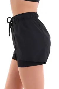 85389 Dewberry Womens Swim Shorts with Inner Tights-BLACK