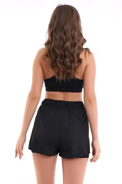 85389 Dewberry Womens Swim Shorts with Inner Tights-BLACK