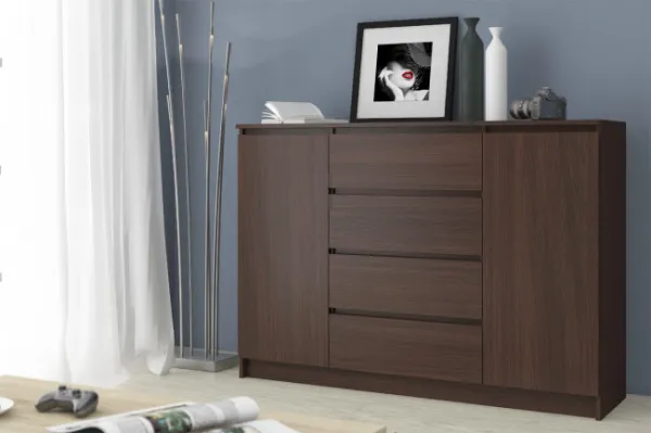 Ak furniture Komoda Kryštof 140 cm 2 skrinky a 4 zásuvky wenge