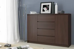 Ak furniture Komoda Kryštof 140 cm 2 skrinky a 4 zásuvky wenge