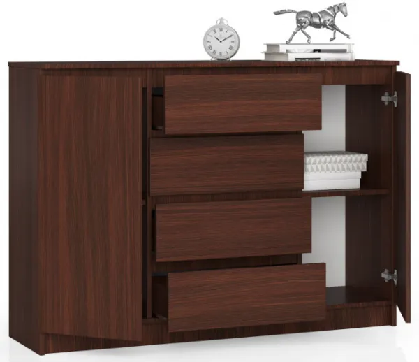 Ak furniture Komoda Kryštof 140 cm 2 skrinky a 4 zásuvky wenge