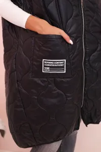 Legínovo Dámska prešívaná vesta Plus Size s kapucňou na zips fango Farba: Čierna, Veľkosť: UNI