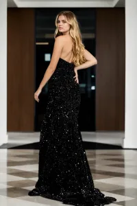 74109 Dewberry Black Velvet Sequin Dress-BLACK