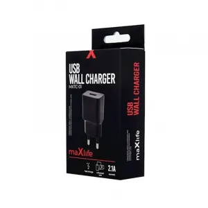 Maxlife Sieťová nabíjačka MXTC-01 USB Fast Charge 2.1A, čierna