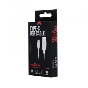 Maxlife Typ-C nabíjací kábel 3A 1m, biely