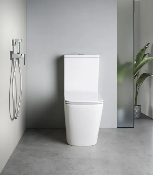 SAPHO - PORTO RIMLESS WC kombi, spodný/zadný odpad, biela PC102WR