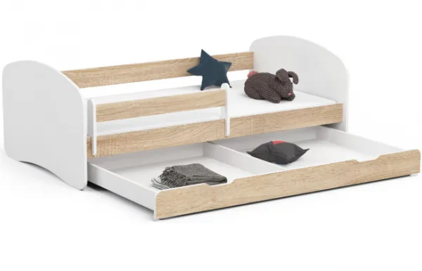 Ak furniture Detská posteľ SMILE 180x90 bielá/dub sonoma