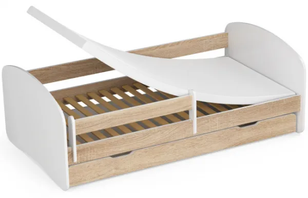 Ak furniture Detská posteľ SMILE 180x90 bielá/dub sonoma