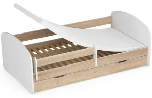 Ak furniture Detská posteľ SMILE 180x90 bielá/dub sonoma