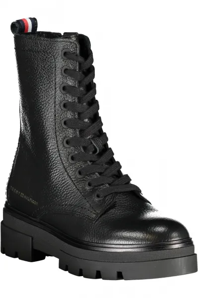 Tommy Hilfiger Women's Logo Rubber Sole Wedge Heel Stylish Looking Boots | Black | fw0fw06732-bds