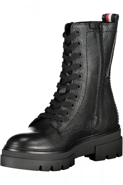 Tommy Hilfiger Women's Logo Rubber Sole Wedge Heel Stylish Looking Boots | Black | fw0fw06732-bds