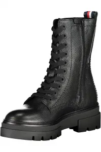 Tommy Hilfiger Women's Logo Rubber Sole Wedge Heel Stylish Looking Boots | Black | fw0fw06732-bds