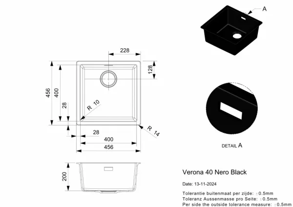Reginox Granitový drez Reginox Verona 40, R40287, Nero Black R40287