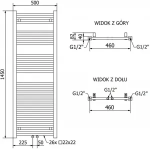 MEXEN - Plutón vykurovací rebrík/radiátor 1450 x 500 mm, 712 W, biela W106-1450-500-00-20