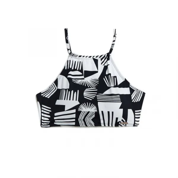 Dámske plavky vrchný diel FUNDANGO Hogg High Neck Top-899-black pattern