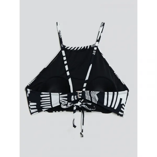Dámske plavky vrchný diel FUNDANGO Hogg High Neck Top-899-black pattern